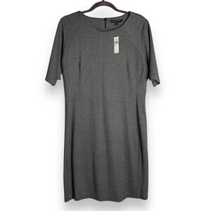 New Banana Republic Dress Chevron Stripe Stretch Elastic Gray Office Size 14
